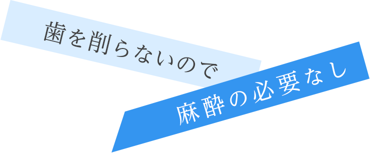 歯を削らないので麻酔の必要なし